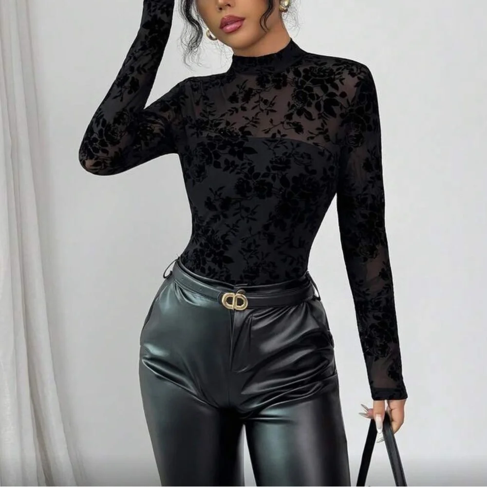 Elegant Black Floral Women Top